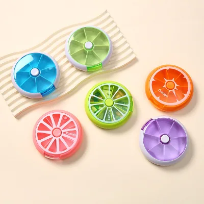 Weekly Seven-Day Cartoon Cuteness Pill Box Food-Grade Rotating Transparent Compartments Portioned Medicine Container Mini