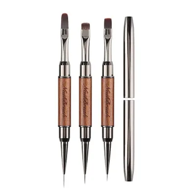 Durable Sandalwood Pole Nail Art Brush Dual-ended Professional Nail Liner Brush Nail Art Phototherapy Pen Nail Painting Pen