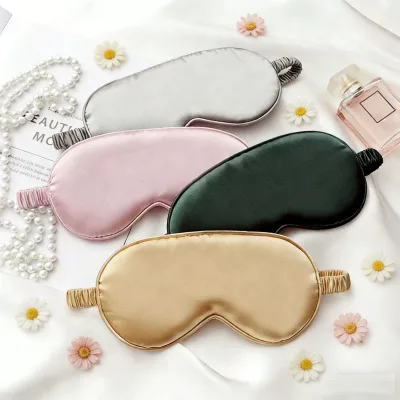 Double-Sided Faux Silk Sleep Eye Mask, Breathable Light Blocking Blindfold with Elastic Band , Custom Logo Printing Available