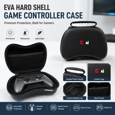 Custom Black EVA Game Controller Carrying Case Hard Shell Fireproof Travel Gamepad Storage Bag for PS5 PS4 Xbox Gamepad