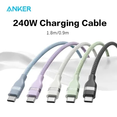 For Anker USB-C to USB-C Cable (3 ft / 6 Ft, 240W, up Cycled-Braided)Fast Charging Type C Charger