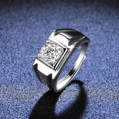 Sterling Silver Simple Ring Unisex Electroplating Main Diamond Ring