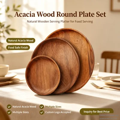 Wholesale Natural Wooden Serving Platter Multi Size for Food Serving