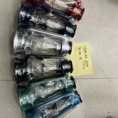 Blue LED Kerosene Glass Lamp Windproof Hanging Lantern Large Size Outdoor Garden Camping Lantern