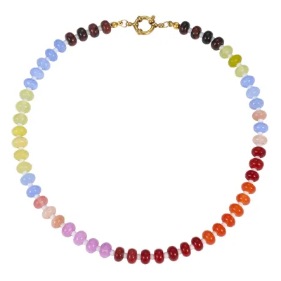 Rainbow Gradient Colorful Beaded Necklace for Women Trendy Geometric Shape Party Jewelry
