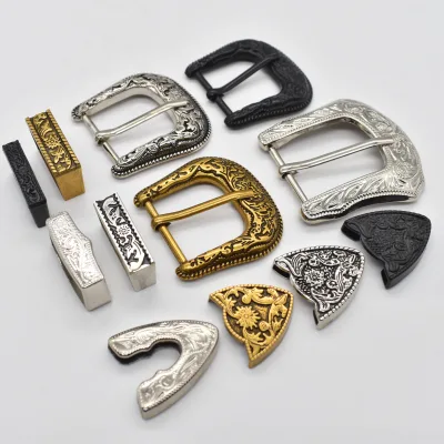 Fashion Three Pieces Buckle Set Belt Decorative Accessories Pin Buckles Carved Belt Buckle