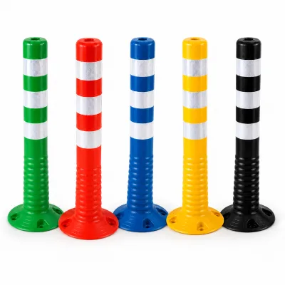 75cm TPU Flexible Warning Post High Visibility Traffic Delineator Road Safety Reflective Spring Bollard for Parking Lot Highway