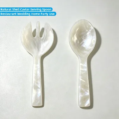 Premium Eco-Friendly Natural Shell Mirror Polish Salt Sauce Dessert Ice Cream Caviar Spoon for Restaurant Hotel Wedding Home
