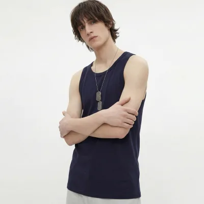 Custom Logo Men's 300gsm Heavy Cotton Tank Top Loose Fit Sleeveless Sweat Summer Streetwear Gym Singlet