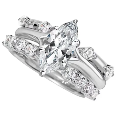 Cross-Border Foreign Trade Mosan Three-in-One Stack Ring 3 Karat Horse Eye High-Grade Feeling Moissanite Silver Jewelry