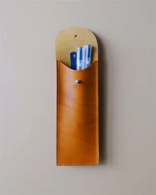 Simple Pencil Case Soft Cheap Pencil Bag Sleeve Case Custom Logo Wholesale High Quality  Leather Pen Protective Leather Case
