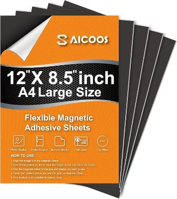 A4 Flexible Magnetic Sheet Adhesive Rubber Magnet Paper 12 x 8.5 Inch Self Adhesive Magnetic Poster for Display