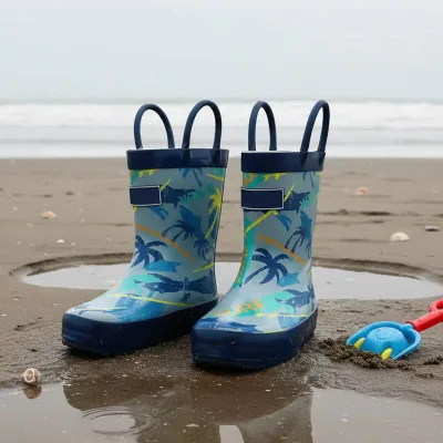 OEM Print Waterproof Fashion Trend Customized Brand Wellington Boot Children Lined Round Toe Boys Girls Gumboots Supplier