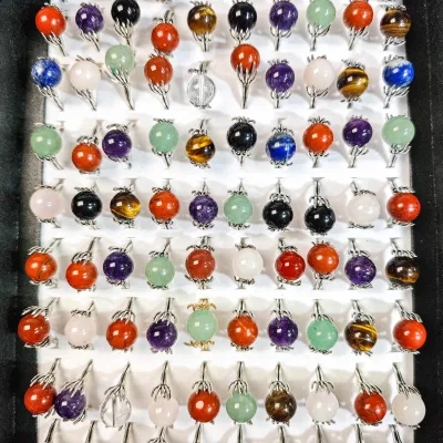 Wholesale Natural Spiritual Healing Products Crystal Healing Stone Skeleton Hand Open Ring for Meditation
