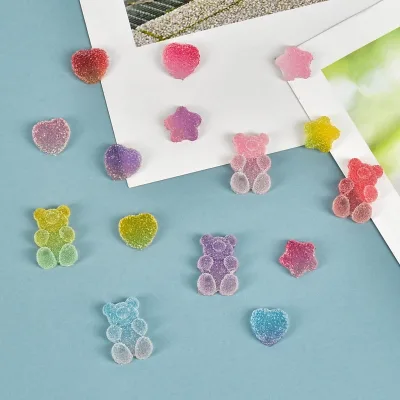 New DIY Cream Plastic Accessory Bear Heart Soft Candy Five-Pointed Star Phone Case Simulation Animal Resin Playdough Slime
