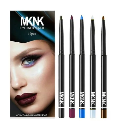 High Quality 12 Colors Mineral Automatic Retractable Waterproof Color Eye Shadow Pen Eyeliner Lip Liner Set
