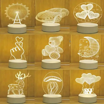 3D Night Lights Desk Lamp Table Lamp USB Plug LED Night Lamps Acrylic Light  Bedroom Room Decorative Gift for Kids Birthday Gift