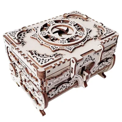 Antique Jewelry Box Set DIY 3D Solid Model Wooden Puzzle Difficult to Assemble Elegant Miniatures for Packaging Made in China