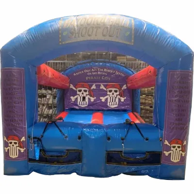 Factory Cheap Inflatable Pirate Theme Bazooka Ball Shooting Gallery with Free Blower - Wild West Shooting Game Rental