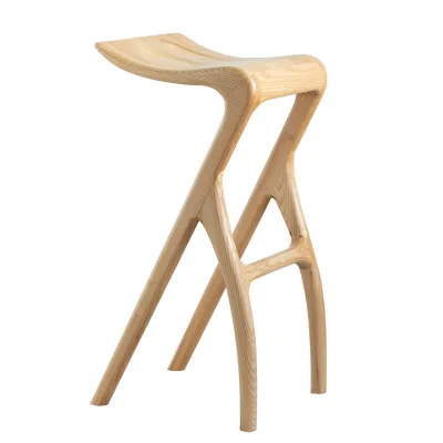 Nordic-style Modern Minimalist Solid Wood Bar Stool for Dining Reception Counter Home Use-Light-Luxury Casual Customizable Stool