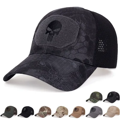 Customizable Men's Cotton Hat Camouflage Patch Embroidery Skull Baseball Hat Casual Sports Sun Hat