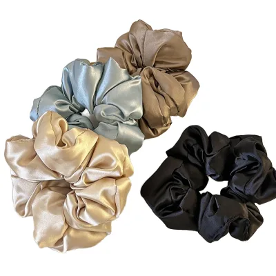 Wholesale 4cm Silk/Satin Hair Scrunchies Custom Logo Polyester Solid/Multicolor Tag European American Style All Seasons Women