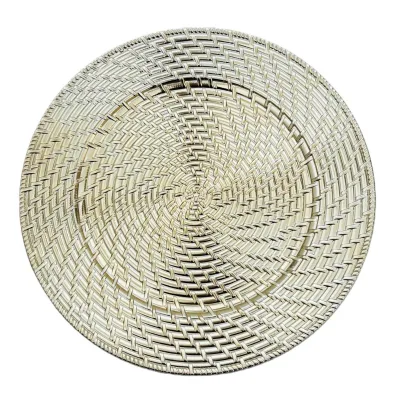 Wholesale Wicker Style Charger Plates Decorative Plastic Underplate Serving Plate for Wedding Party Dinner Decor