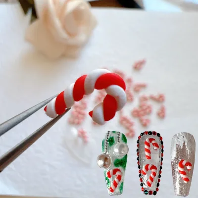 2022 30pcs/Bag Christmas Charm for Nail Sugar Polymer Clay Nails Decoration Lovely Nail Art Decoration