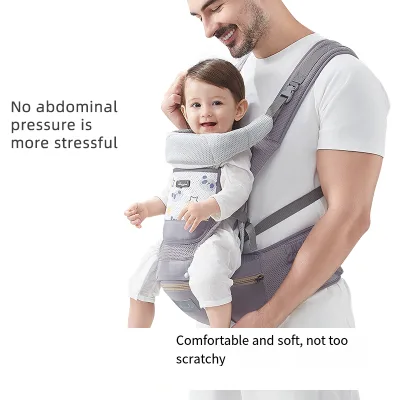 2024 New Arrival Baby Carrier with Lumbar Support Hip Seat Kangaroo Bag Design with Comfortable Plastic Frame