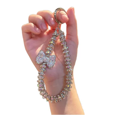 Hot Sale Crystal Bear Phone Chain Keychain Sticker Pendant Exquisite Light Luxury Bag Pendant Purely Handmade Creative Reusable