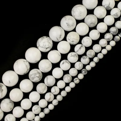 Natural White Howlite Beads Natural Crystal Beads Stone Gemstone Round Loose Energy Healing Beads with a Free Plastic Box