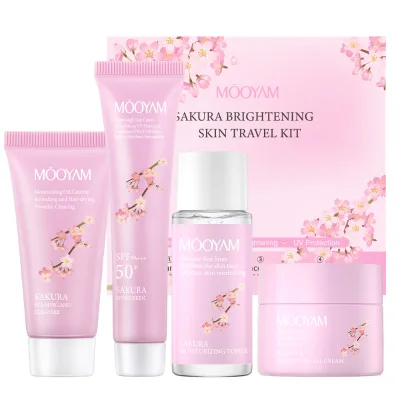 Natural Japan Sakura Skin Care Kit Moisturizing Facial Travel Kit Serum Cream Sunscreen Cleanser Skin Care Set (New)
