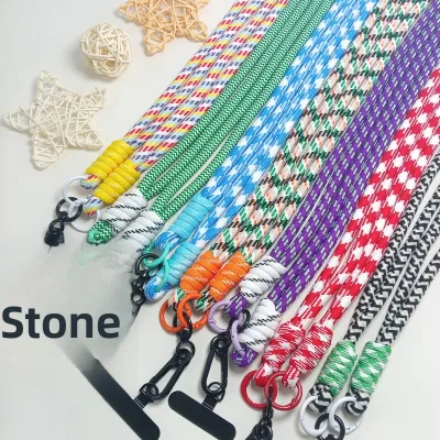 Ins Color-block Multi-functional Thick-cord Crossbody Long Strap Sturdy Water-resistant Anti-loss Unisex Phone Stainless Lanyard
