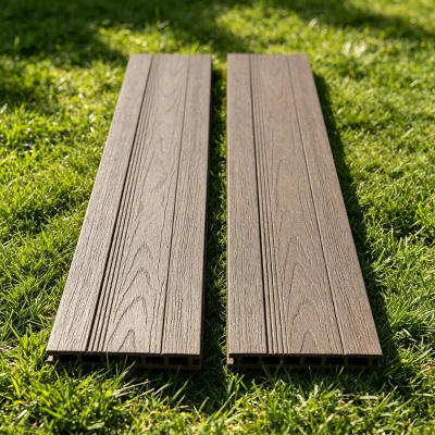 3D Embossed Square Wood Grain Composite Waterproof Click Easy Install Seamless Decking Boards for Garden Outdoor