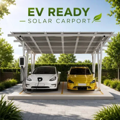 High Strength AL6005 T5 Aluminum Solar Carport Residential Integrated Waterproof Home Parking Structure Easy Quick Setup