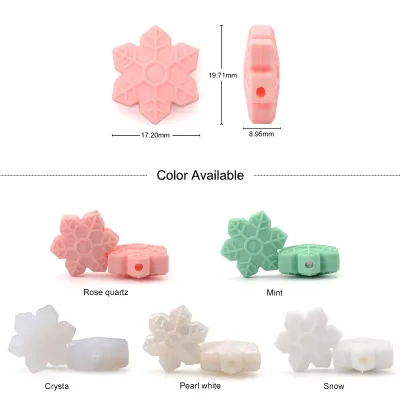 Wholesale Bpa Free Multicolor Silicone Snowflake Beads Christmas Gift Silicone Bead for Pens