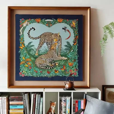European Retro Style Luxury Wall Art Set Silk Print Painting Poster Frame for Living Room ECO-Friendly High Definition Home
