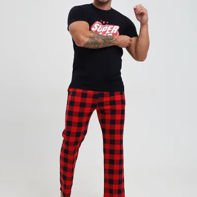 Must - Have Mens Plaid - Accent Sets, Soft and Comfortable Fabric, for a Warm Home Environment Pajamas Sets