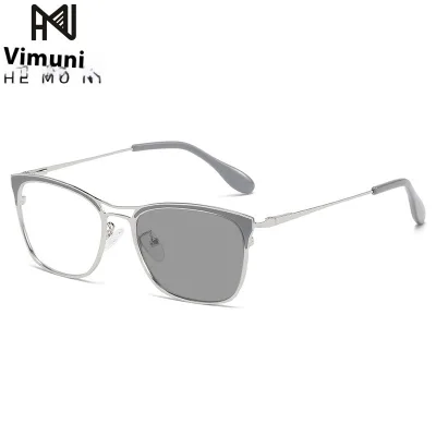 7165/New Fashion Double Beam Cat Eye Flat Anti-blue Light Color Changing Glasses Can Be Equipped With Degree Frame