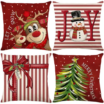 Hot Sale Christmas Pillow Cover Christmas Decorative Pillow Cases Christmas New Linen Pillowcase