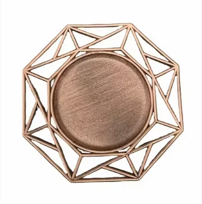 Home Party Wholesale Octagonal Flat Plate Hollow Gold Plastic Charger Plates HongShengYuan P0667-33 China
