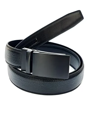 High Quality Customizable Black PU Leather Belt with Alloy Auto Buckle Durable Men's Casual Belt for Jeans Trousers OEM