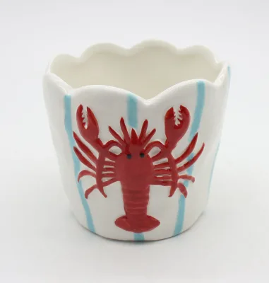 Wholesale Hand Painted Embossed Ocean Animal Ceramic Storage Jar Set Blue Striped Coastal Kitchen Decor Craft Canisters