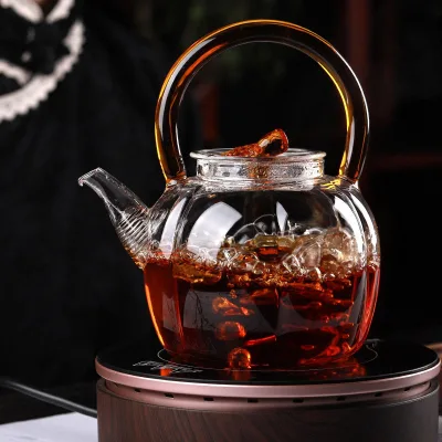 2022 Household Kung Fu Tea Set with High Borosilicate Glass Girder Kettle Electric Pottery Oven Steaming Water Tea Making Teapot