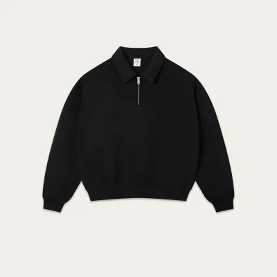 Autumn New Style Solid ODM Quiet Luxury Heavy Weight Shoulder Long Sleeved Loose Zipper Half Open Chest for Collar Men's