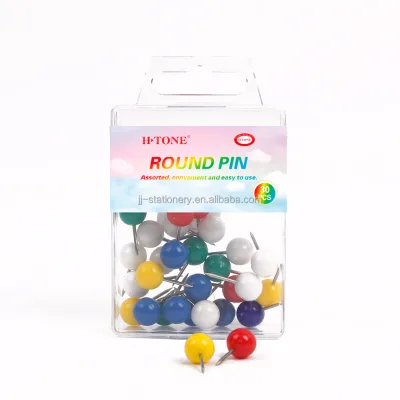 Office Multi Color Round Head Pins Release Drawing Pins With Plastic Heads and Steel Points 30pcs