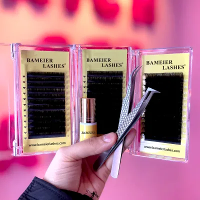 Bameier Factory Price Darkest Cashmere Lashes Wholesale Volume Handmade Mink Matte Black Eyelash Extension