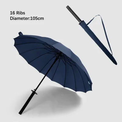 Chinese Umbrella Manufacturer Samurai Sword Straight Rainproof Black Steel Katana Umbrellas With Your Logo