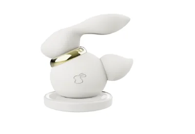 Cute White Rabbit Shape Suction Vibrating Massager Sex Toy for Women Adult Pleasure