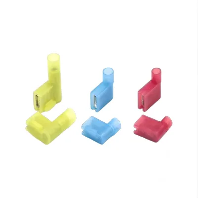 FLDNY Flag Type L-Shape Female Insulated Nylon Tinned Copper Cold Press Crimp Spade Terminal Connector 10-22AWG